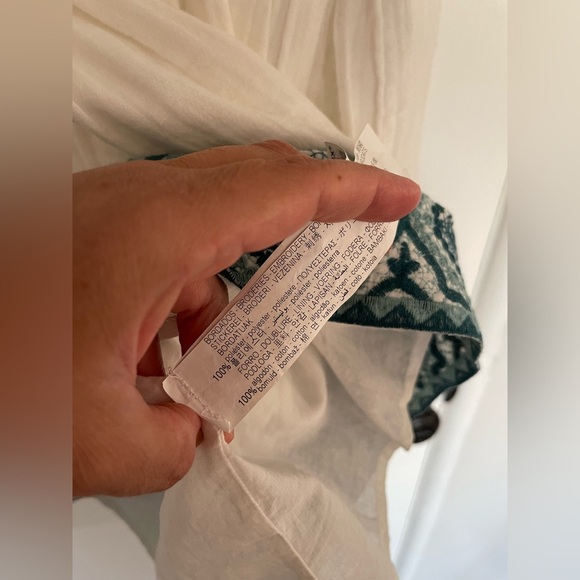 Zara embroidered white and green bohemian dress small - Picture 10 of 11